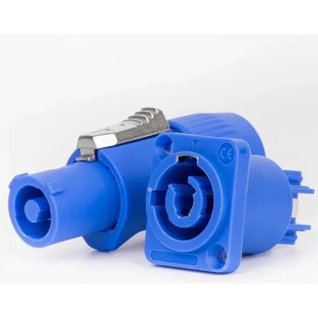 Plug Speakon Powercon Power In 3 Polos 20a Azul Mac E Fem