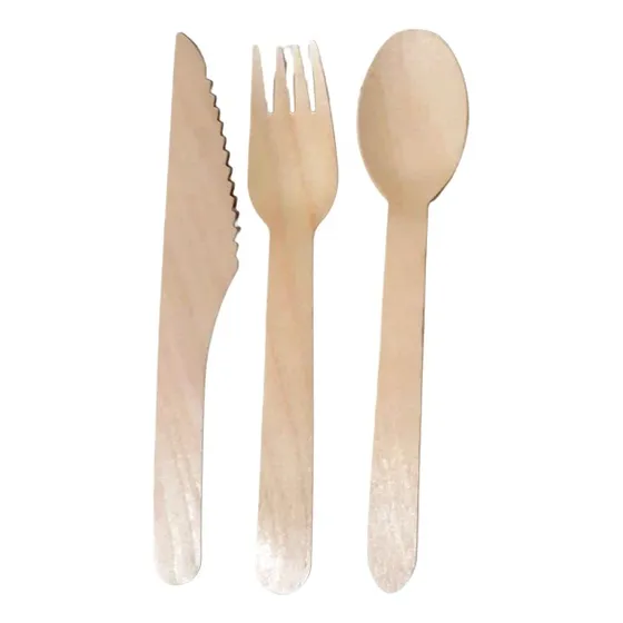 Cubiertos De Madera Ecológicos Reutilizables De Pino 16,5cm