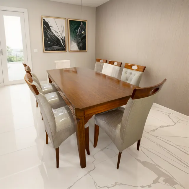 Juego De Comedor Clásico Con Mesa Madera Y 8 Sillas