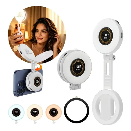 Mini Luz Magnética Led Para Celular Foto Video Iluminação Branco - Branco Quente/ Frio