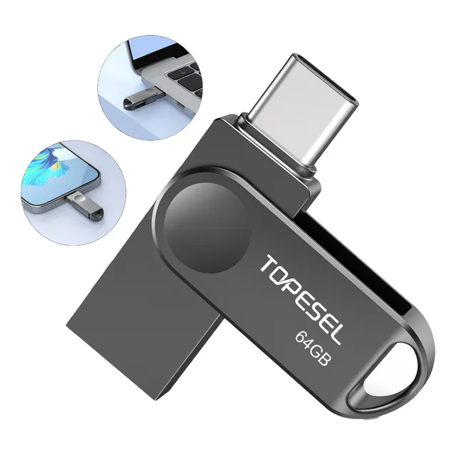 Memoria Usb Topesel Tipo C Dual Drive 64gb 3.1 Gen 1 Gris