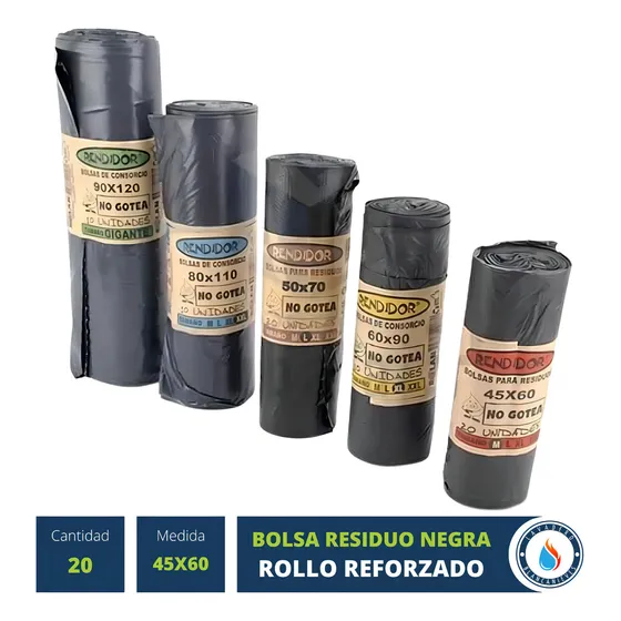 Bolsa Residuo 45x60 Rollo X 20 Unidades No Gotea Calidad