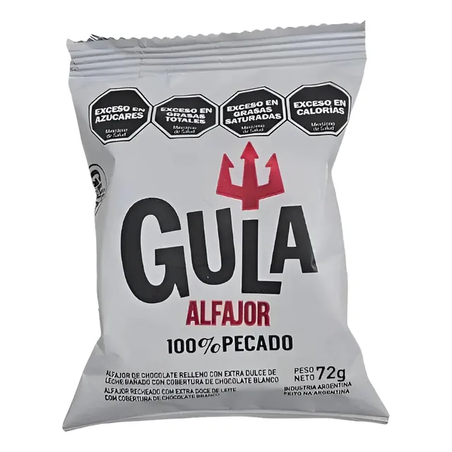 Alfajor Gula chocolate blanco con extra dulce de leche bañado con cobertura de chocolate semiamargo 72 g pack x 24