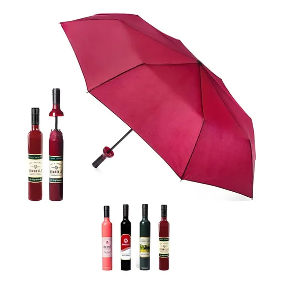 Botella De Vino Umbrella Vinrella Para Lluvia, Viajes Y Somb