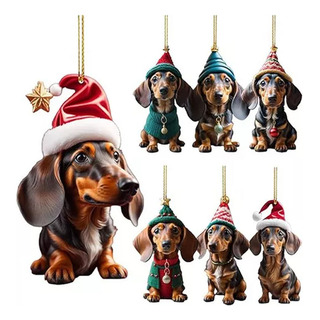 Adornos Acrílicos Navideños For Perros Salchicha, 7 Piezas, Adornos Acrílicos Navideños For Perros Salchicha, 7 Piezas,