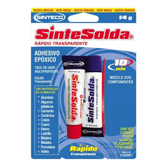 Pegante Epoxico 10 Minutos Sinteco Rápido Transparente 14g