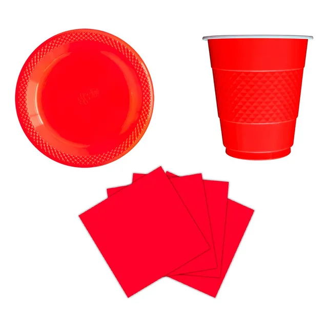 Kit Platos Vasos Servilletas Desechables Unicolor Sempertex
