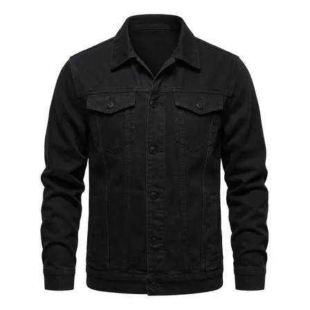 Chaqueta De Mezclilla Delgada Negro Slim Para Hombre