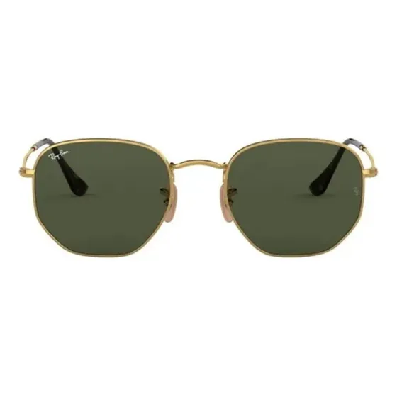 Lentes De Sol Ray - Ban Round Hexagonal Flat Lenses Unisex Color 001 Color de la lente Verde Color de la varilla Oro Color del armazón Oro Diseño Protección UV
