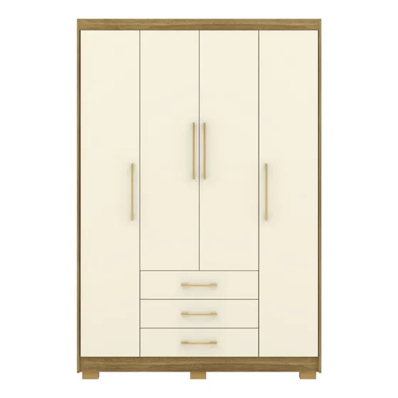 Guarda Roupa Solteiro 120 Cm 4 Portas 10088 Nature Champanhe