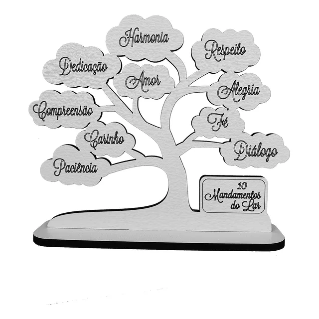 10 Lembrança Família Mini Arvore 10 Mandamentos Do Lar Mdf B
