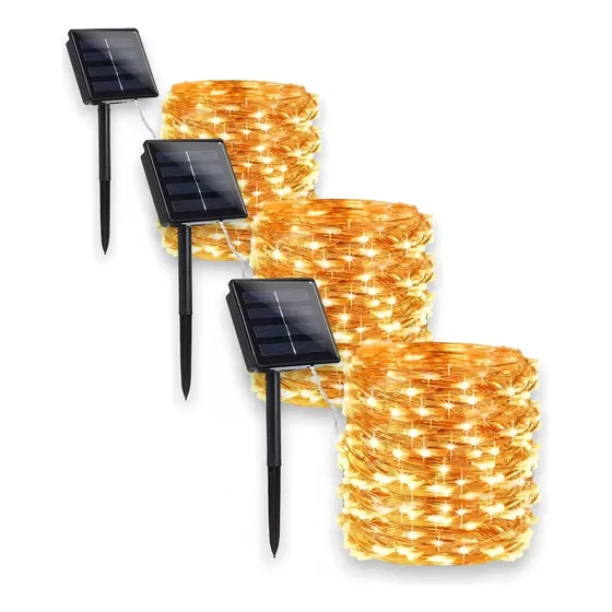 X3 Luces Hada Luces Navidad Solar Guirnalda Luces Solar 10m Color de las luces Amarillo