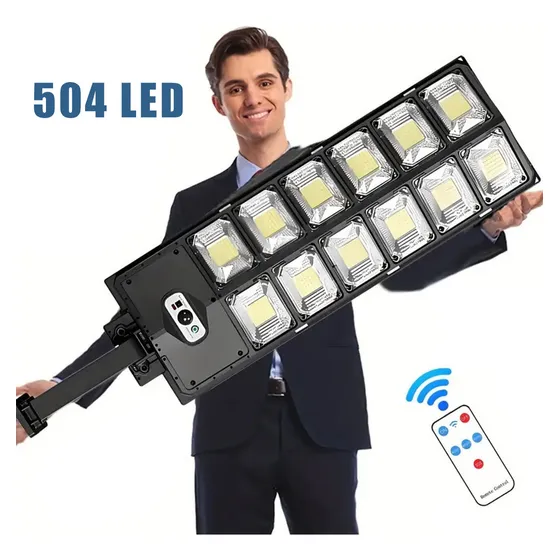 Lámpara Led Solares Focos 504led Para Exterior Suburbana Alumbrado Con Mando A Distancia Y Sensor De Movimiento