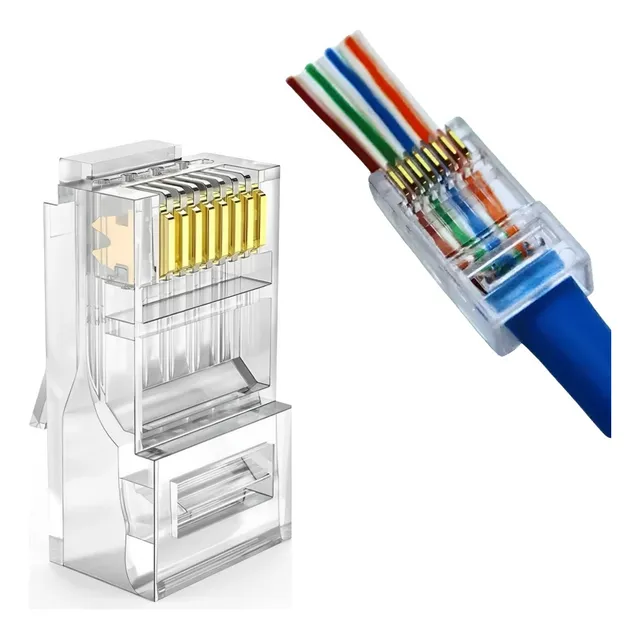 Conector Plug Rj45 Cat6 Pasante - Paq X 100 Unidades