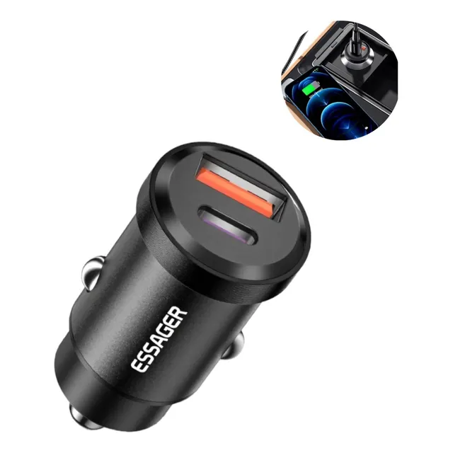 Cargador Auto Essager Carga Rápida 30w Usb Y Tipo C