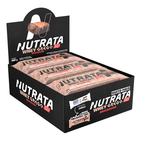 Barra Whey Grego 40g Display com 12 unidades Brigadeiro Nutrata