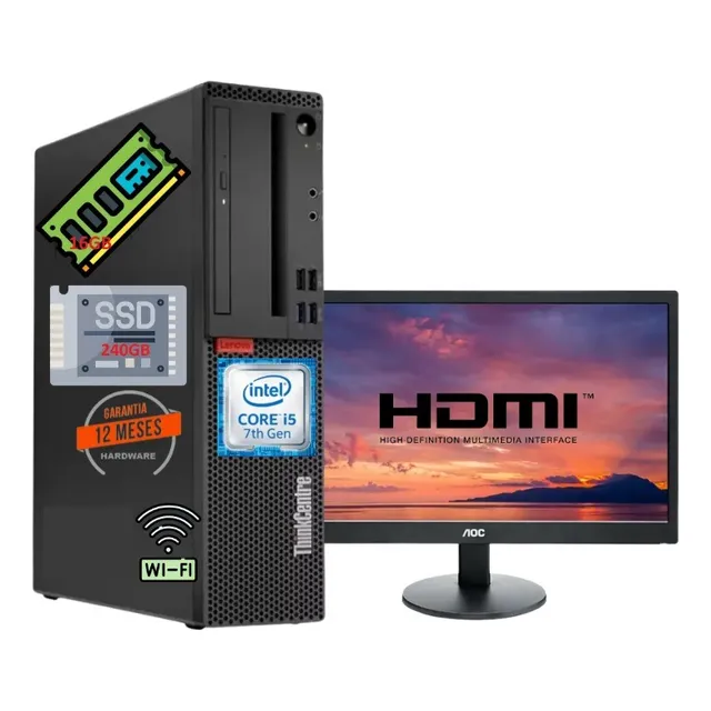 Pc+mon20 Lenovo M710s I5-7400 16gb240gbssd Factur12mesgarant