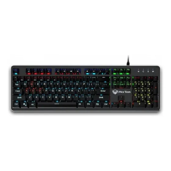 Teclado gamer Meetion QWERTY Meetion Blue español color negro con luz RGB