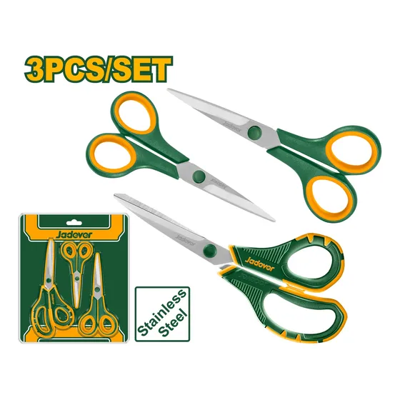Set De Tijeras 3 Piezas 8.5 6.5 Y 5.5 Mm Mango Goma Jadever