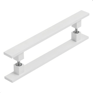 Puxador De Porta Pivotante Barra Chata Duplo Branco 90cm Puxador De Porta Pivotante Barra Chata Duplo Branco 90cm