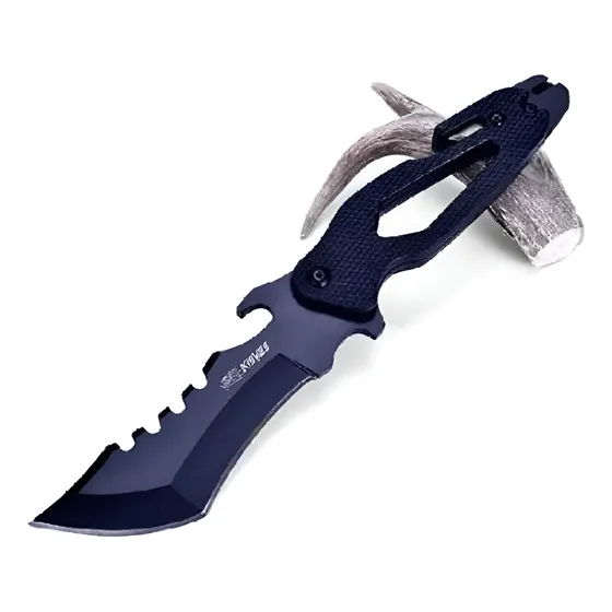 Cuchillo Caza Pro Defensa Combate 4 En 1 Navaja Puñal Acero