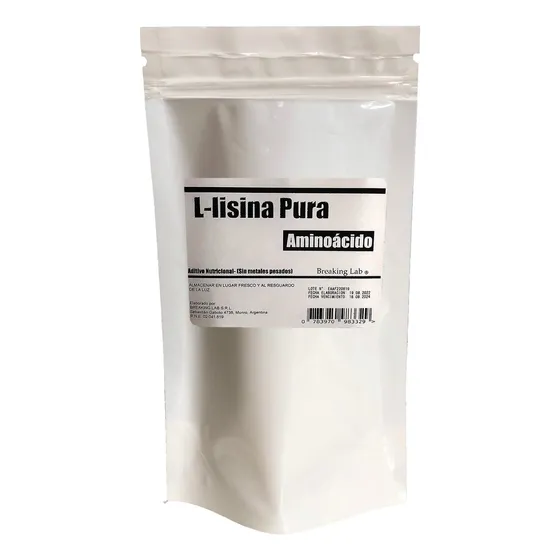 Lisina Hcl Amino Libre En Polvo Máxima Pureza X 250 Gramos