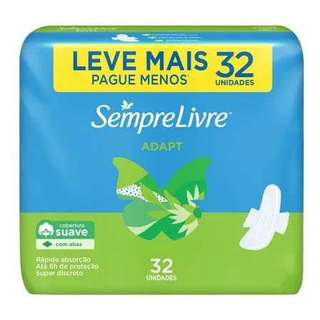 Absorvente Externo Sempre Livre Adapt Com Abas Suave 32 Un