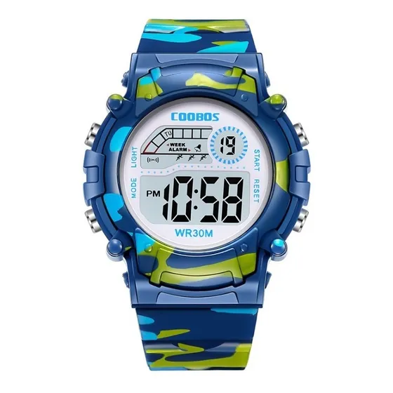 Reloj Infantil Led Niño Alarma Cronómetro Militar Camuflaje 