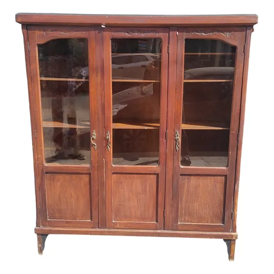 Vitrina Antigua Madera Y Vidrio