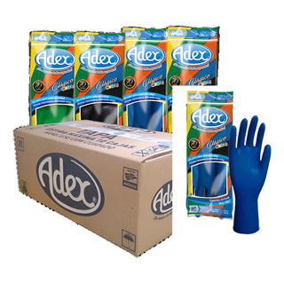Guante De Látex Adex Azul Grabado 6 Pares #8 Guante De Látex Adex Azul Grabado 6 Pares #8