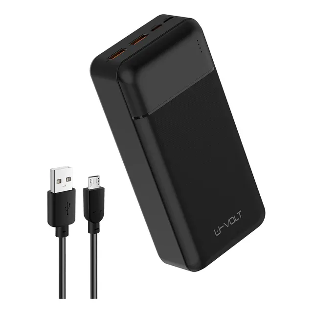 Power Bank Batería Portátil 30000mah Carga Rápida Pd 20w U-Volt Color Negro