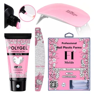 Kit Alongamento Polygel + Molde F1 + Lixa + Cabine Sun Mini Kit Alongamento Polygel + Molde F1 + Lixa + Cabine Sun Mini