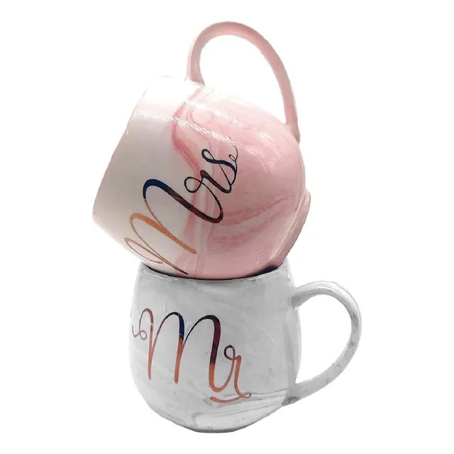 Set Taza Pareja San Valentín Regalo Novios Mr & Mrs Porcelan