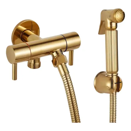 Ducha Higiênica de Luxo MDC em Metal Dourado com Gatilho e Mangueira de 1.5m