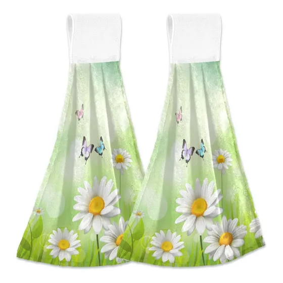 Toalla Cocina Colgante Margarita Blanca 2 Pieza Flor Paño
