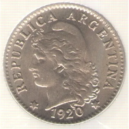 Argentina 5 Centavos 1920 Km 34  S/c