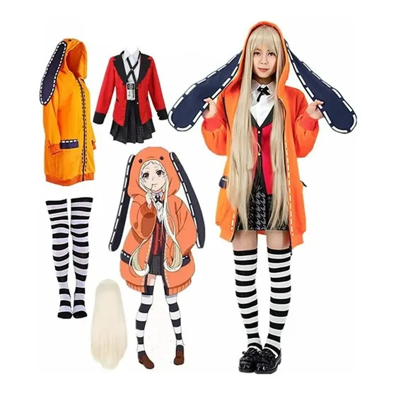 Cosplay Kakegurui Yomoduki Runa Disfraz Pelucas