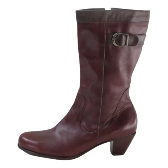 Bota 1/2 Caña En Cuero Marrón, Forro Vaqueta Único Par N° 36
