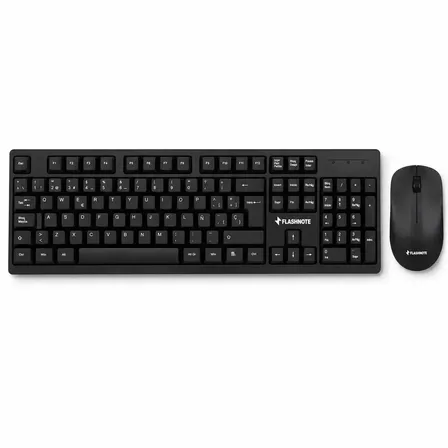 Combo Teclado Mouse Inalambrico Flashnote 2.4ghz Wireless Latinoamericano Ñ Numerico Pc Notebook Laptop Mac Macbook Windows Android Nano Receptor Usb Oficina Home Ergonomico Multimedia