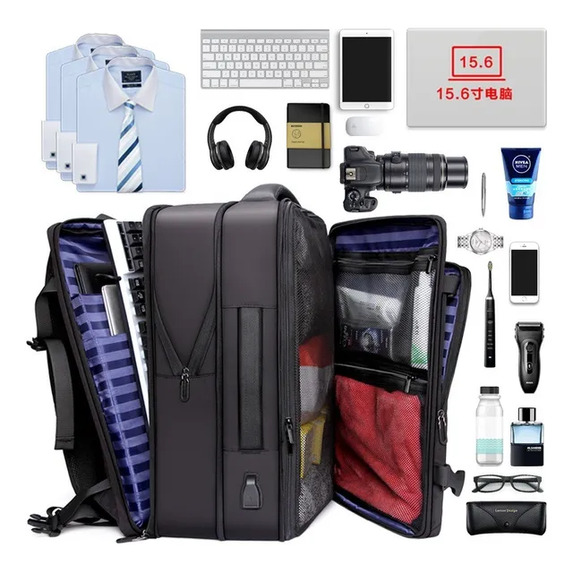 Mochila De Viaje Impermeable 2 En 1 Expandible Con Carga Usb
