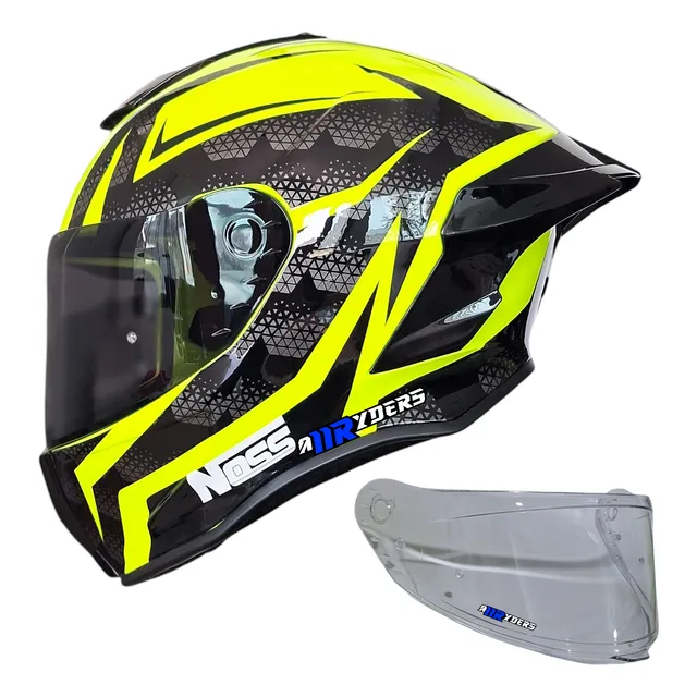 Casco Moto Deportivo Integral Noss 801 Obsidiana Certificado Negro/amarillo Neón Obsidiana M