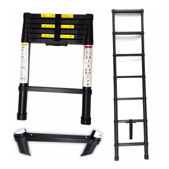Escalera Negra Telescópica 2m Con Regalo Incluido