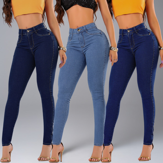 Kit 3 Calças Jeans Skinny Tradicional Trabalho Cintura Alta Kit 3 Calças Jeans Skinny Tradicional Trabalho Cintura Alta