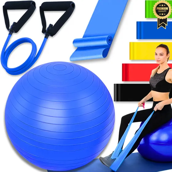 Kit Bola De Pilates Elástico Treino Faixa Elástica Mini Band