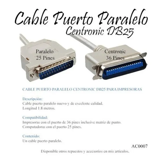 Cable Paralelo Centronic Impresoras  Scanner