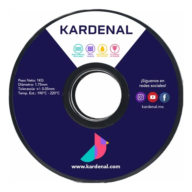 2 Kg 1.75mm Filamento Pla Premium Kardenal Color Blanco