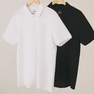 Kit Com 2 Camisas Polo Básicas Masculinas Em Piquet Hering Preto/branco P