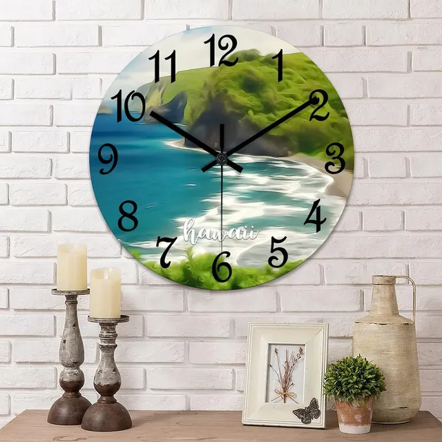 Reloj Pared Hawaii Perro Ciudad Paisaje Costero Operado Pvc