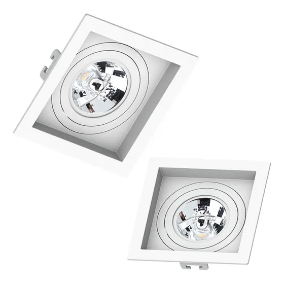 Kit 4x Spot Embutir Ar70 Quadrado Recuado Click Save Energy 127/220V