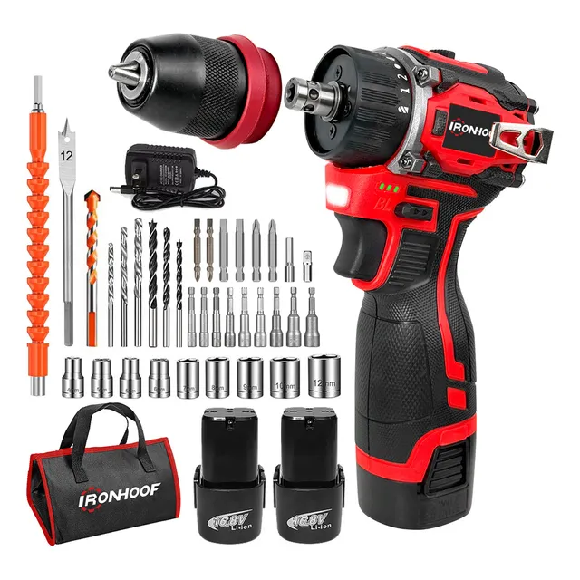 Taladro Rotomartillo Inalámbrico Atornillador De Impacto Ironhoof MXIR205-XMMXF153RB Sin Escobillas Color Rojo